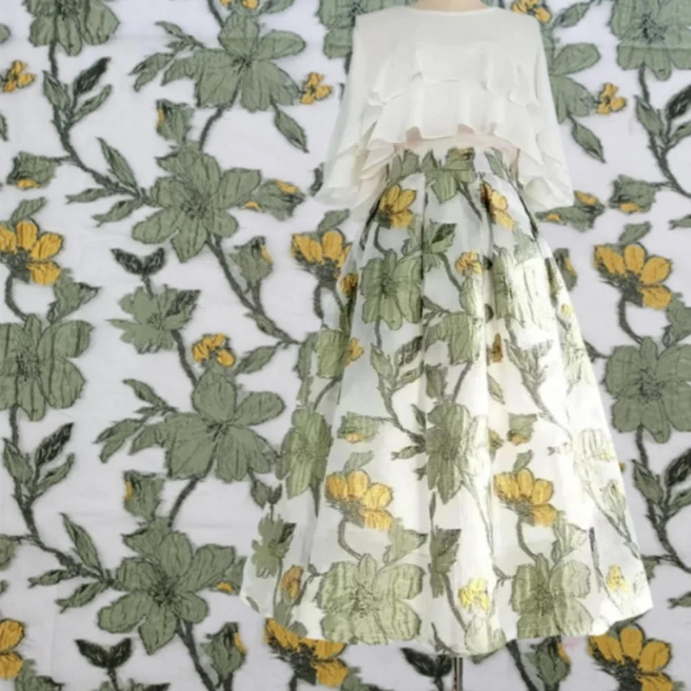 

Cut Yarn Jacquard Fabric Transparent Cool Breathable Frill Skirt Thin Fashion Sewing Fabric Summer Wholesale Cloth by the Meter