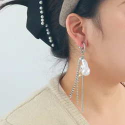 ZAA Jewelry 2024 Long Rhinestone Tassel Bejeweled Pearl Earrings Charm Women Wedding Party Accessories