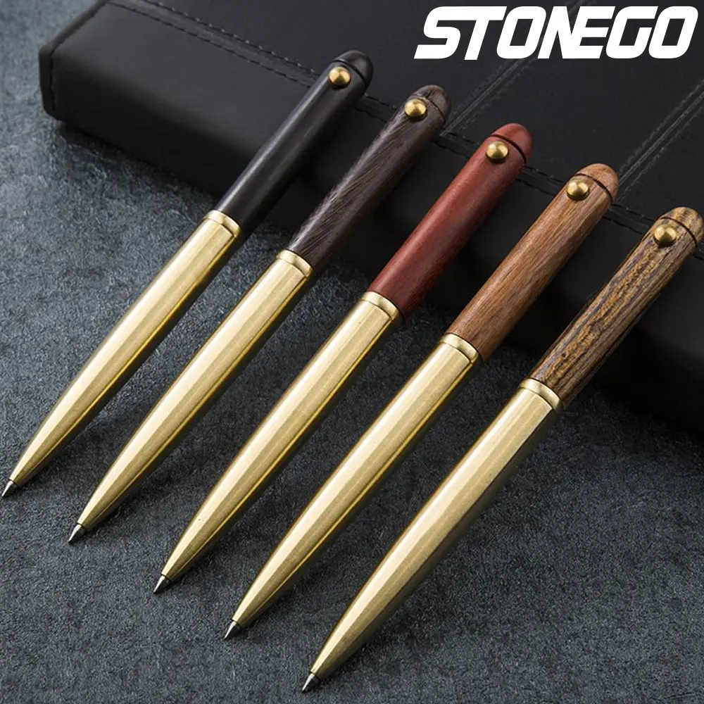 0.5mm Wooden Retractable Roller Ball Pens Smooth Writing Signature Executive Business Ball Point Handcrafted Vintage Gift Pen