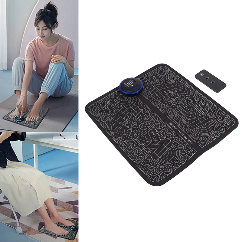 EMS Foot Massager Pad Reflexology Foot Acupoint Massager Muscle Stimulation Improve Blood Circulation Relief Pain USB Rechargeab