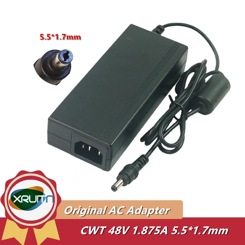 

Original For Hikvision POE Power Supply Charger Channel Well CWT 2AAL090R AC Adapter 48V 1.875A 90W 5.5x1.7mm