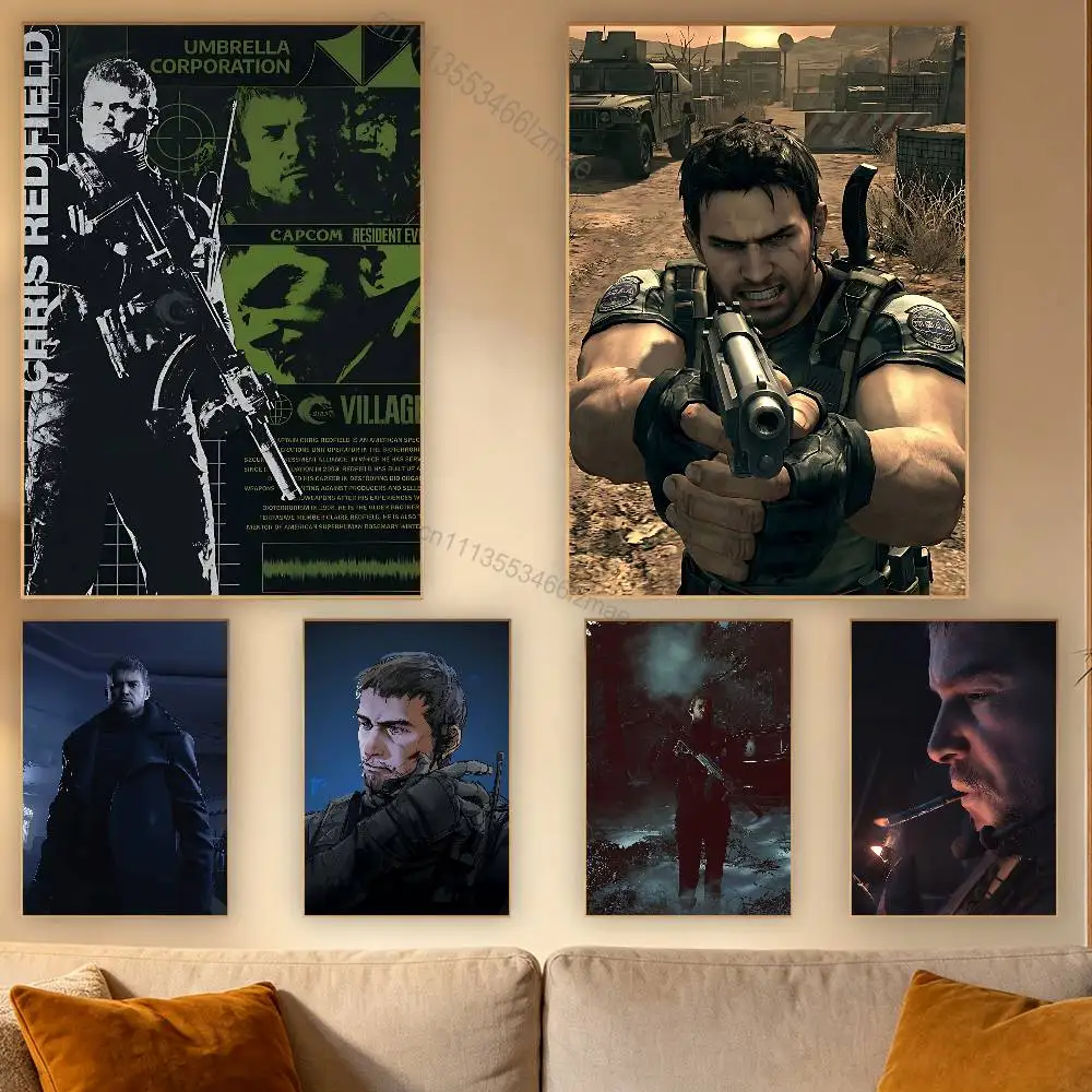 

Chris Redfield R-Resident Evil Poster Wall For Sticky Decoration Waterproof Home Living Room Bedroom Bar