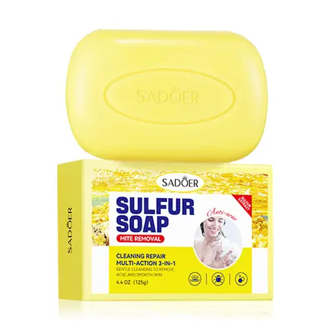 SADOER Sulfur Mite Removing Facial Soap Universal Handmade Soap for Body Face Wash Foam Moisturizing Facial Cleanser
