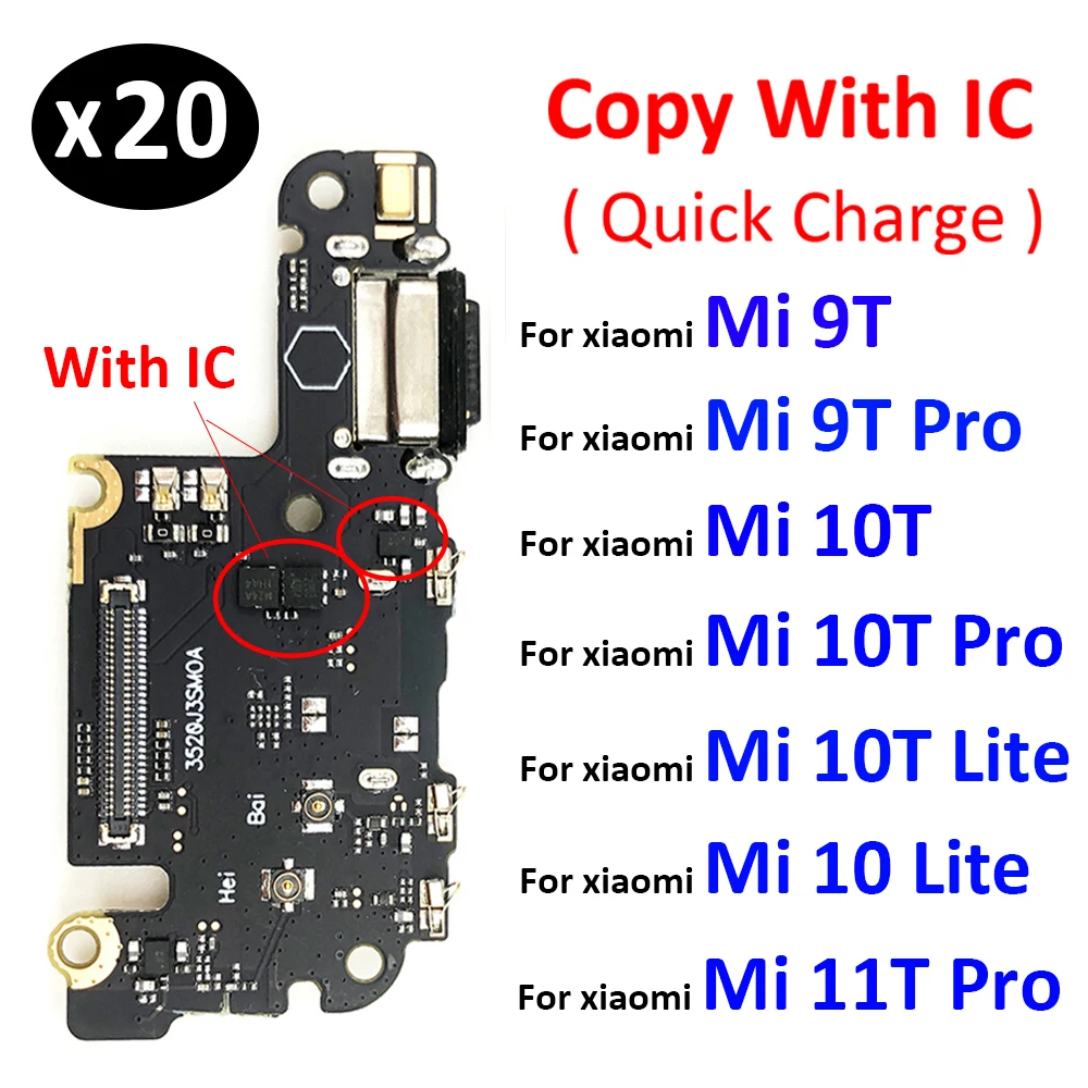 20Pcs/Lot, USB Charging Board Port Jack Dock Connector Flex Cable For Xiaomi Mi 9T 10T 11T Pro 10 Lite 5G