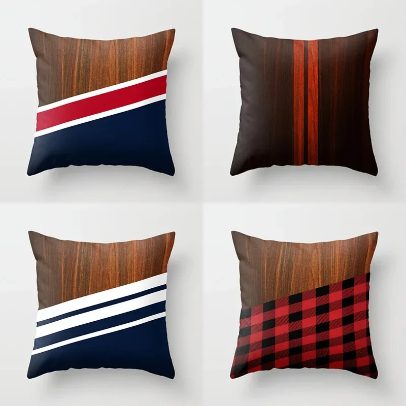 Farmhouse Home Decor Sofa Pillow Creative Wood Grain Marble Pillowcase Fashion Geometric Cushion Cover