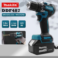 Makita DDF487 18V Screwdriver Cordless Percussion Drill Electric Variable Speed Brushless Motor Impact Power Tools Power Drill