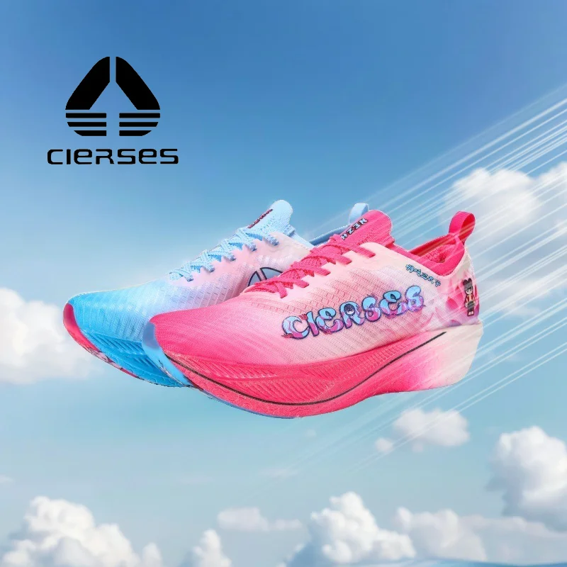 CIERSESMen Women Professional Racing Running Shoes Full Length Carbon Plate Air Cushion Breathable Lightweight Comfort Sport2501