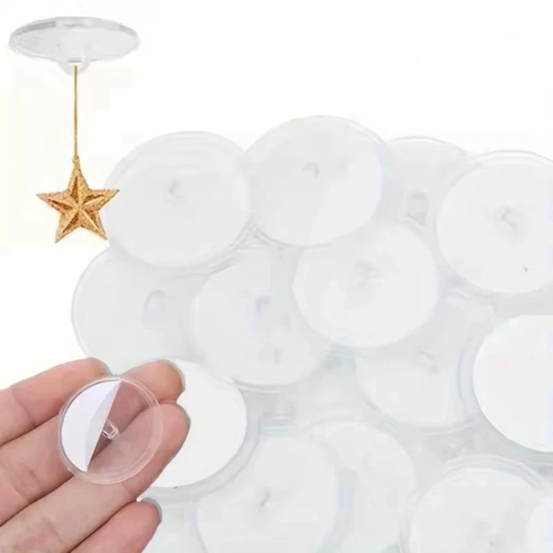 100/5Pcs Ceiling Strong Traceless Small Disc Hook Transparent Suction Hook Home Storage Decorative Hanging Self Adhesive Hook view 2