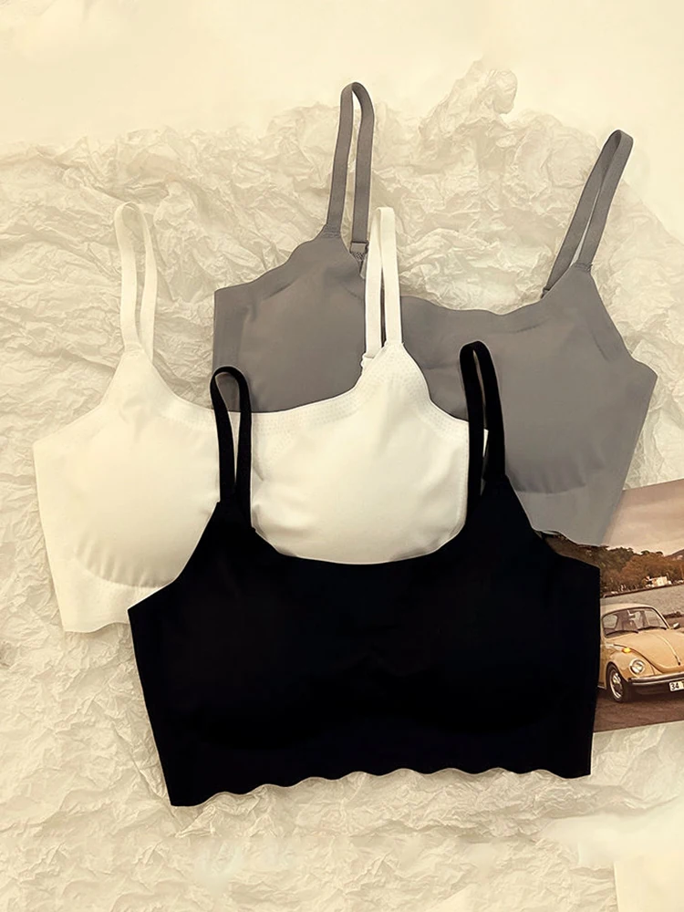Ice Silk Seamless Bralette for Teenage Girls No Steel Ring Strapless Sports Style Summer Development Period Underwear
