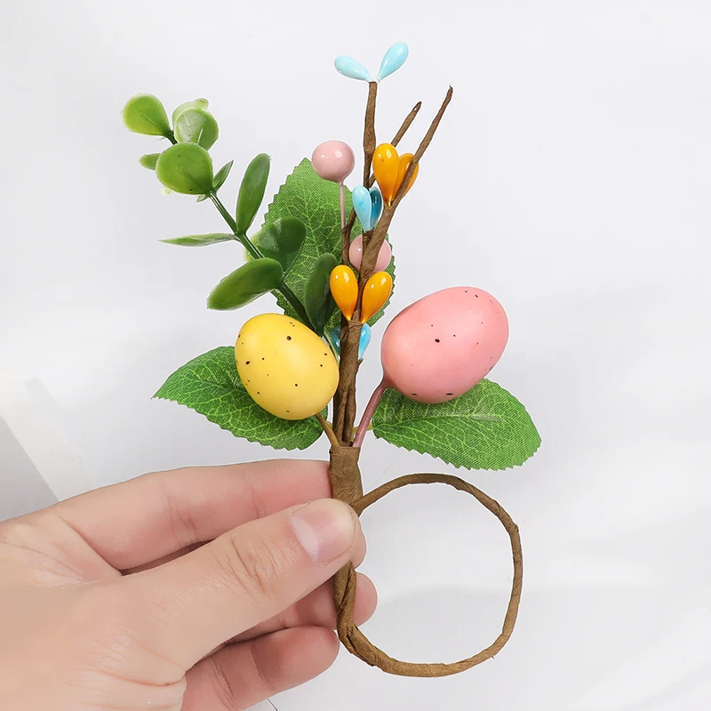 6/1pcs Easter Bunny Eggs Napkin Ring Holders Artificial Plants Napkin Buckles Happy Easter Party Home Table Decoration Supplies