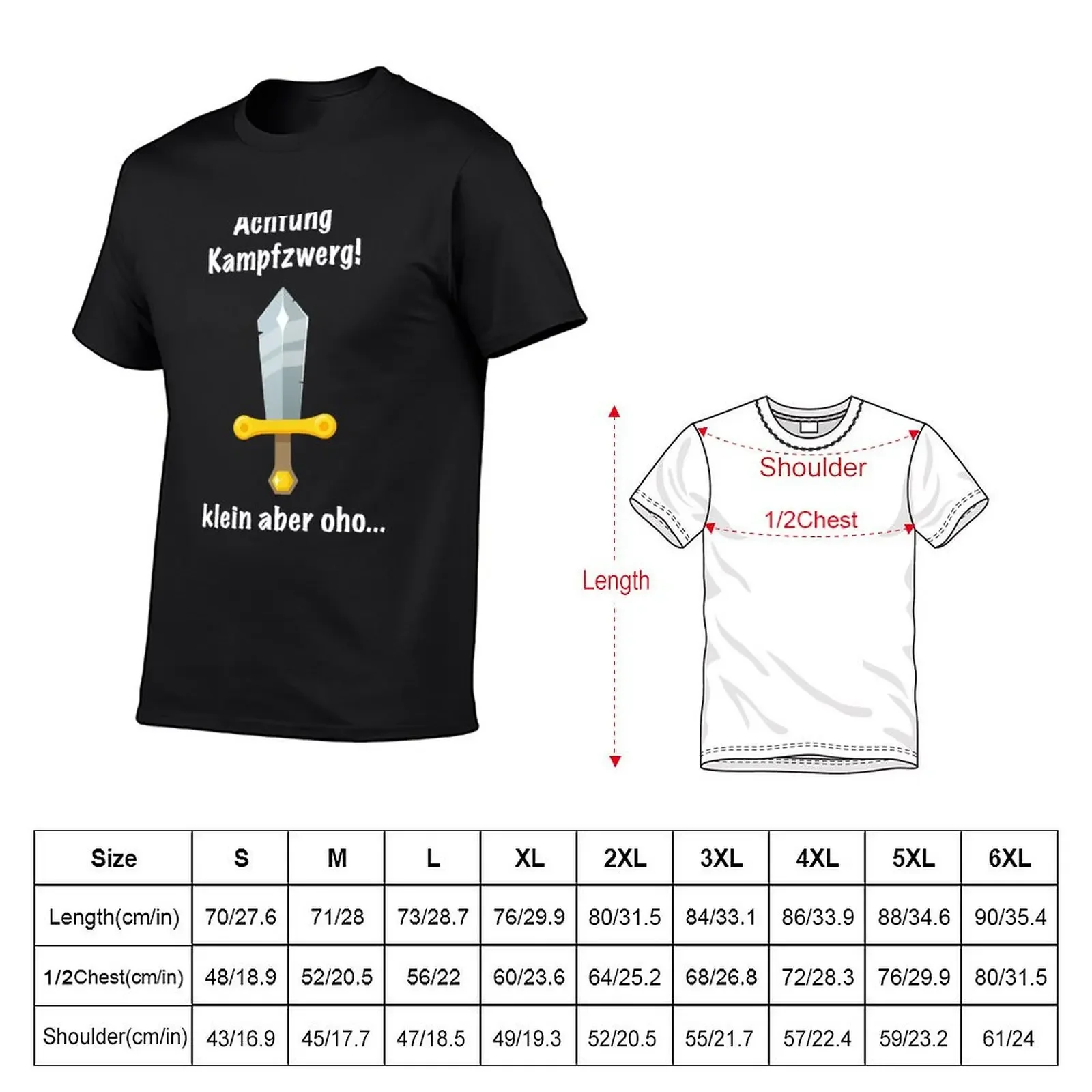 Battle Dwarf Dwarf Attention Sword Knight Funny Saying Small T-Shirt cotton graphic tees customizeds tee shirts for men