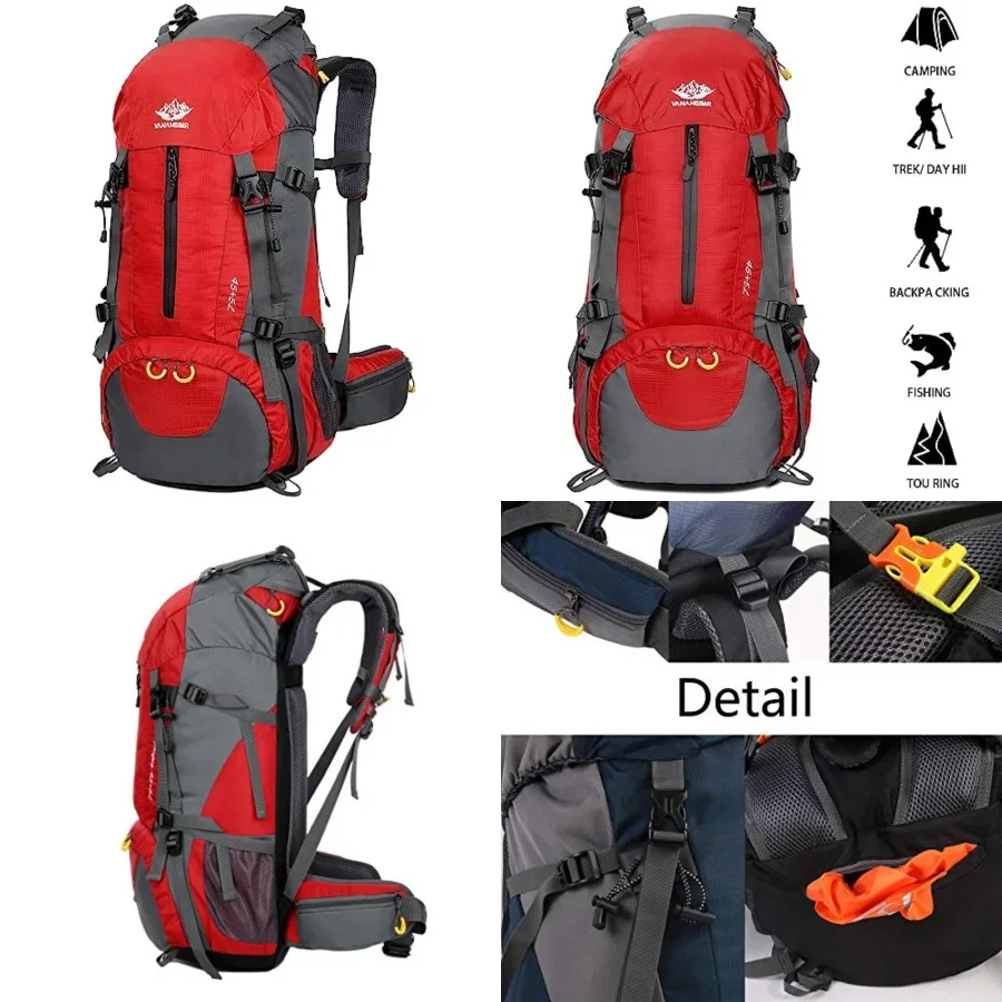 

50L Hiking Backpack Men Camping Backpack with rain cover 45l+5l Lightweight Backpacking Backpack Travel Backpack