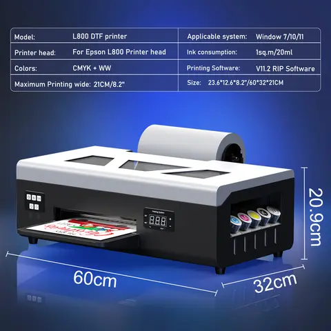 Colorsun A4 DTF-skrivare L800 Impresora A4 DTF-utskriftsmaskin DTF direkt-till-film-skrivare för T-shirts, huvtröjor, denimtyg 6 best sales DTF-skrivarpaket - №2