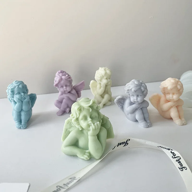 3D Angel Candle Silicone Mold DIY Aromatherapy Soap Candles Wax Plaster Polymer Clay Craft Ornament Making Mold Home Decor