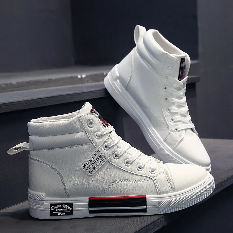 Mode Leder Herren Canvas Schuhe Herbst High-Top Freizeit schuhe für Männer rutsch feste männliche Turnschuhe 2024 neue Winter Tenis Masculino