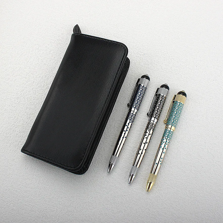 

3PCS Metal Ballpoint Pen, Retractable Signature Pen Style Metal Housing Black Ink Medium Point 0.7mm PEN BAG