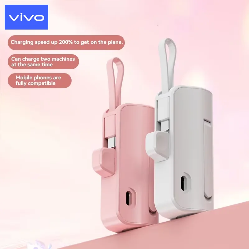 Mini Portátil Tipo-C Carregamento Rápido com Suporte, Pocket Power Bank, Bateria Externa, Compatível com iPhone e Android, 30000mAh