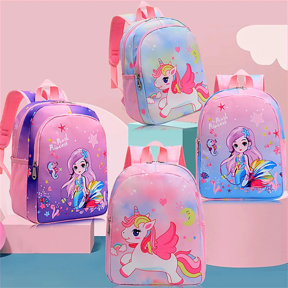 Mochila impermeable con diseño estereoscópico en 3D para niños, morral escolar con diseño de dibujos animados, unicornio, sirena