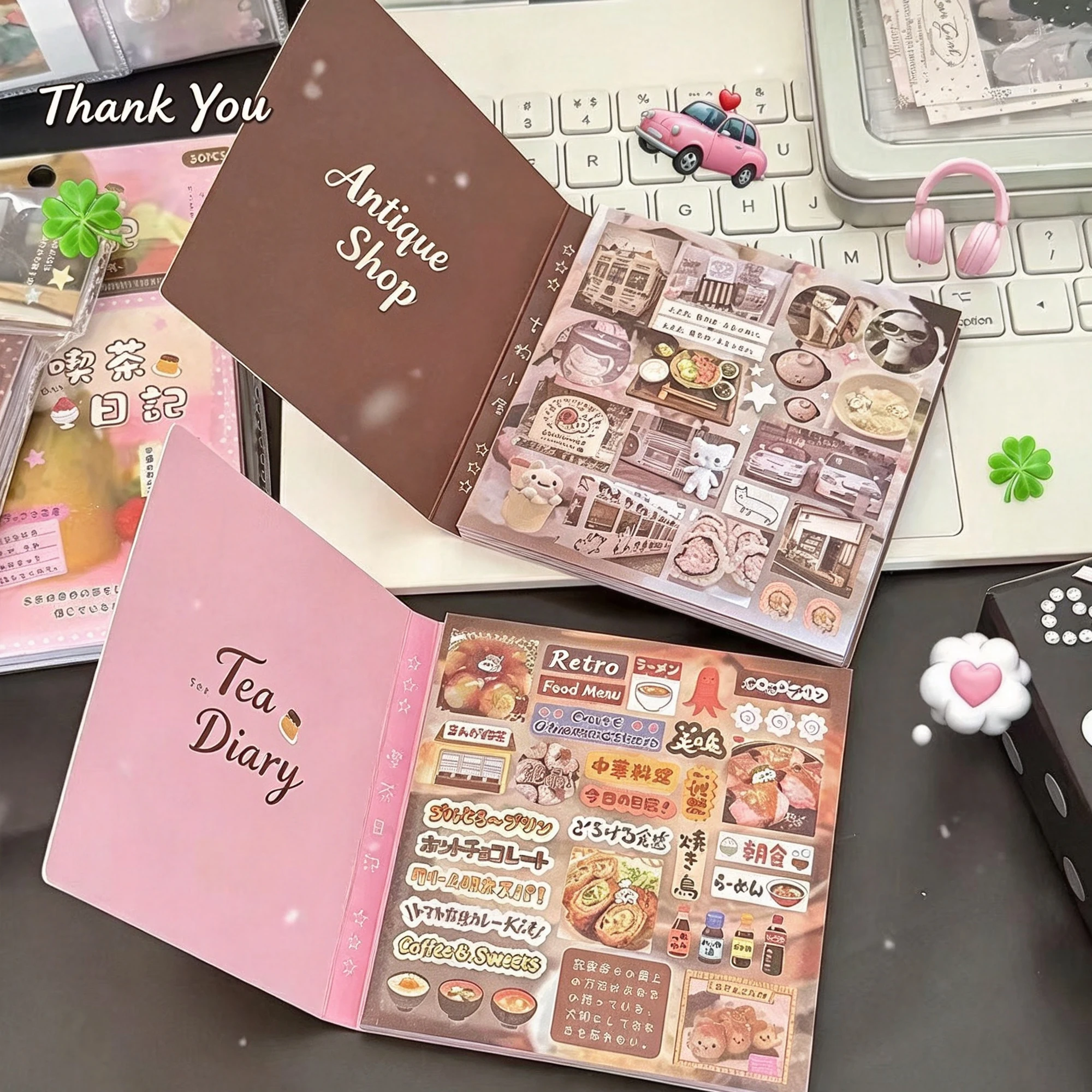 30-page Japanese-style Vintage Text Sticker Book High-quality Cut Stickers for DIY Planners Collage Materials Collection Gift