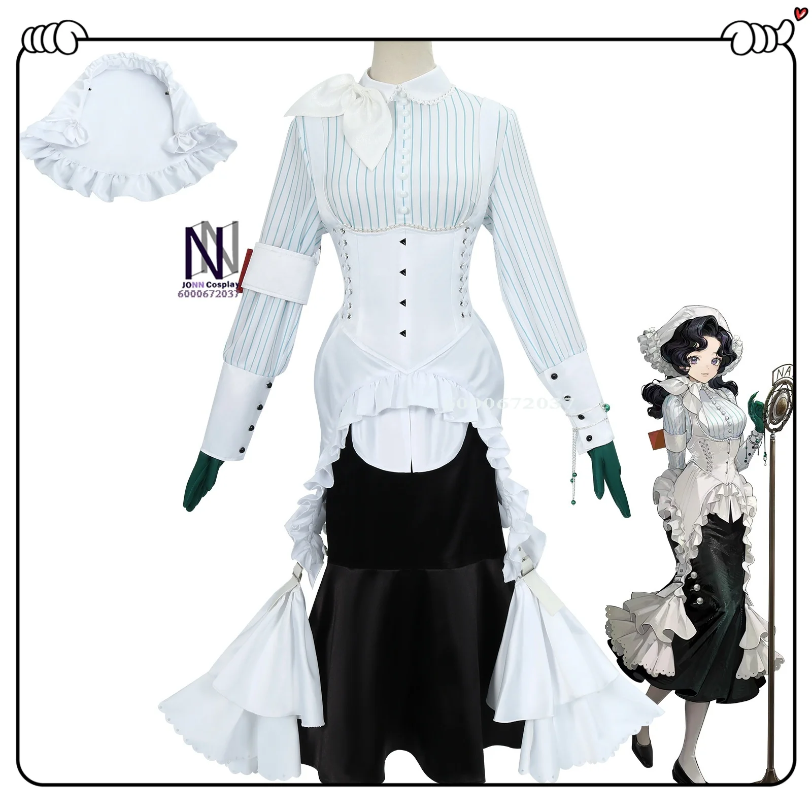 

Game Reverse: 1999 Cosplay Costume Anime Anjo Nala Hari Role Playing Clothes White Uniform Black Dress for Women ComicCon Outfit