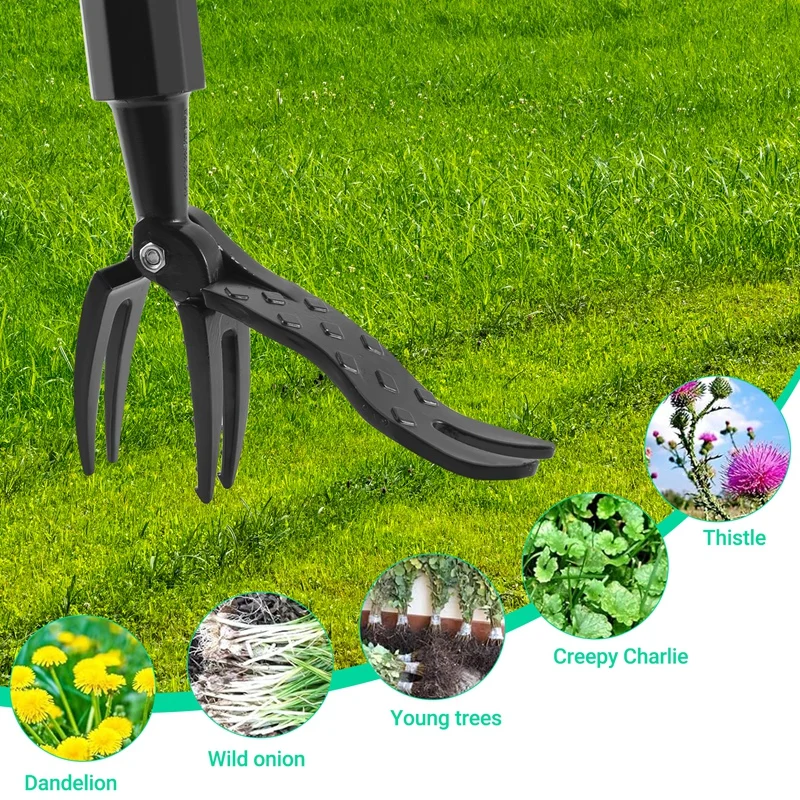 Weed Puller With Long Handle- Adjustable Stand Up Weed Puller Tool, Heavy Duty Stand Dandelions Diggers Puller