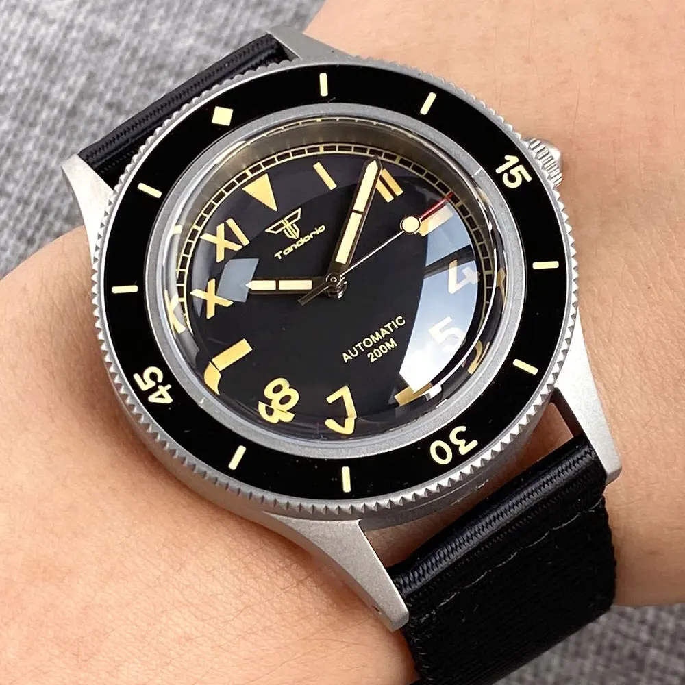 Tandorio 50-Fathoms NH35A Taucheruhr, Blase, Saphirglas, nicht strahlend, Vintage, wasserdichte Armbanduhr, 120 Klickslünette, Stahl 3