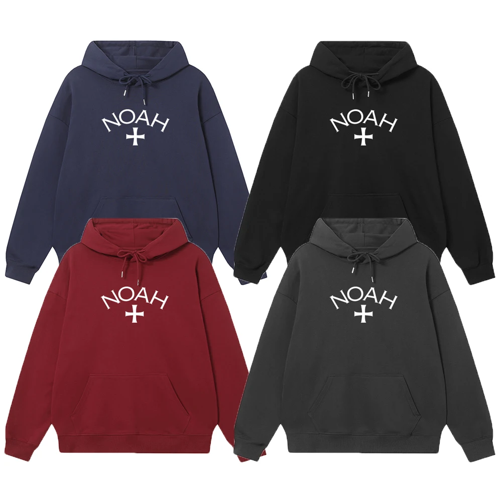 

Белая толстовка оверсайз с принтом креста Noah, повседневная, хлопковая, с длинными рукавами, зимняя коллекция, парная, уличная одежда