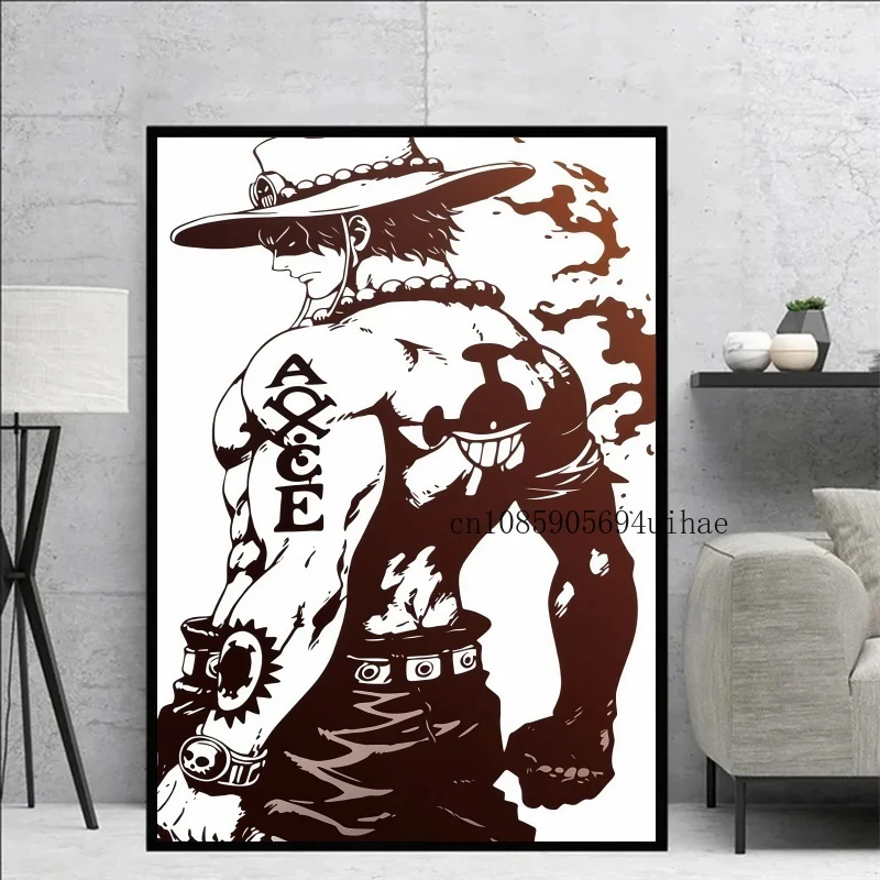Japan Anime One Piece Luffy Zorro aquarel karakter poster geschikt voor thuis slaapkamer kunst esthetische kamer canvas decor schilderij