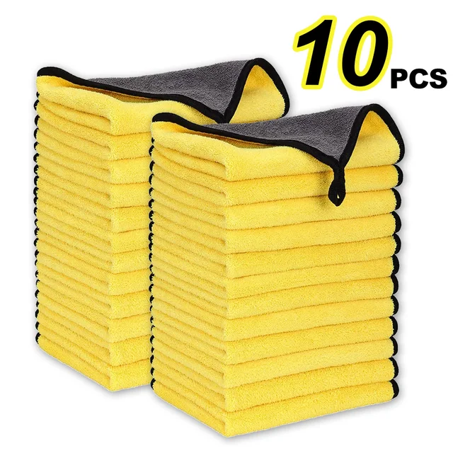 5/10szt Ręcznik z mikrofibry do czyszczenia samochodu Detailing Ściereczka do suszenia samochodu Szyba okienna Dwuwarstwowa ściereczka do czyszczenia Materiały do mycia samochodu