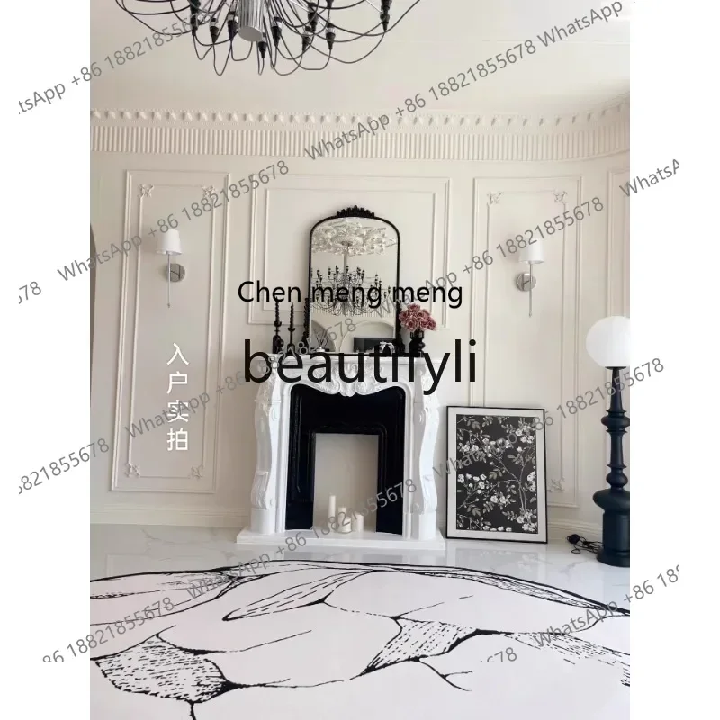 

2003Marble European carved fireplace Living room decorative cabinet White marble sculpture fireplace rack