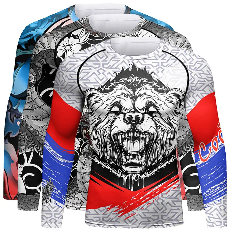 Męska koszulka bokserska Mma Rashguard Jiu Jitsu koszulki z koszulkami z motywem wysypki odzież sportowa Fitness