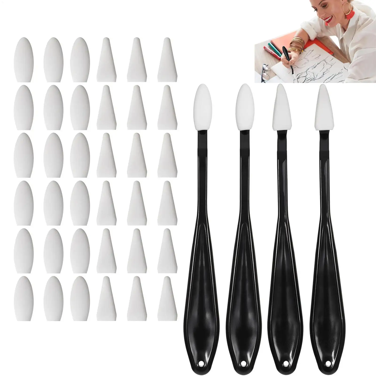

Blending Sticks For Drawing Rubbing Sponge Brush Sketch Wipe Multifunctional Sketch Trimmer Detail Correcting Painting Supplies