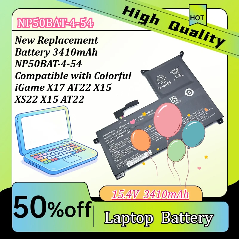 

New Replacement Battery 3410mAh NP50BAT-4-54 Compatible with Colorful iGame X17 AT22 X15 XS22 X15 AT22