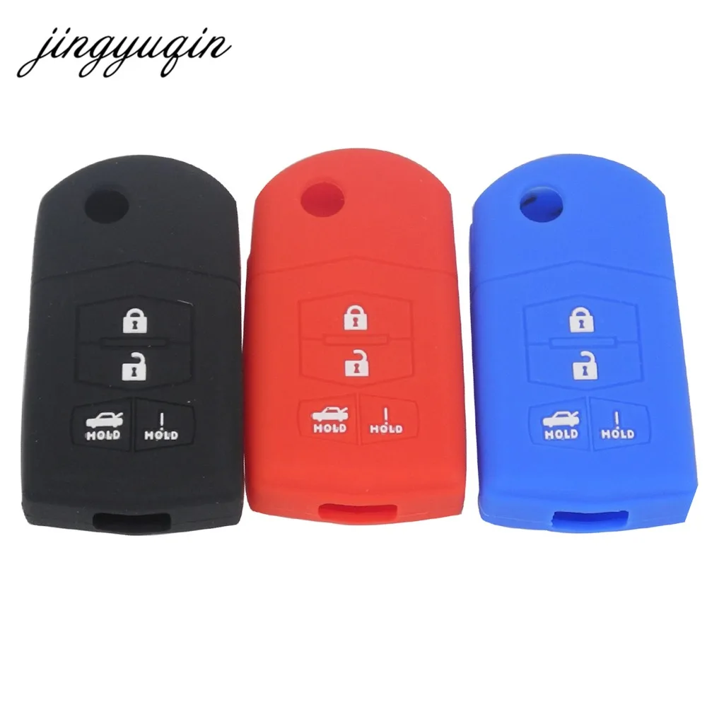 Jingyuqin 10 pçs/lote Silicone 4 Botão Remoto Flip Key Fob Capa Para Mazda 3 5 6 CX-7 CX-9 RX-8