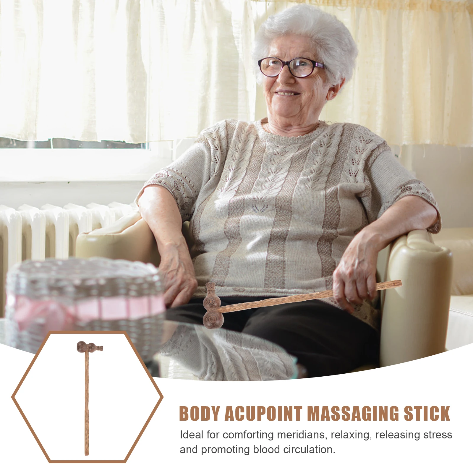 

Wooden Massage Hammer Pat Back Shoulder Body Tapping Stick For Relieving Fatigue, Improving Circulation, Anti-Slip Handle,