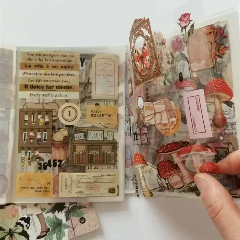 20 arkuszy Vintage PET książka z naklejkami Diy pamiętnik motyl INS Album Scrapbooking Retro materiał kwiatowy papierowe naklejki dekoracyjne