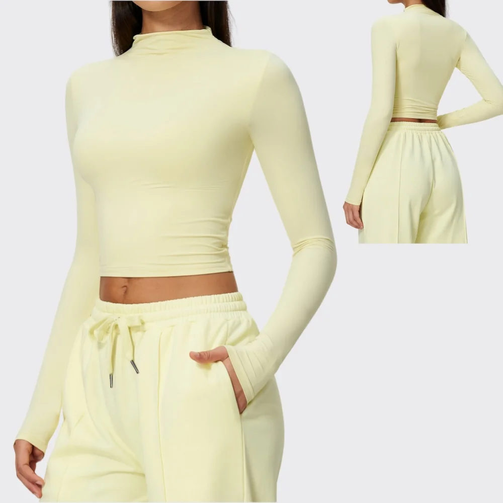 Quick Dry Yoga Long Sleeve Women Solid Sports T-shirts Gym Tops Running Shirts Breathable Fitness Gym Workout Crop Top Slim Fit