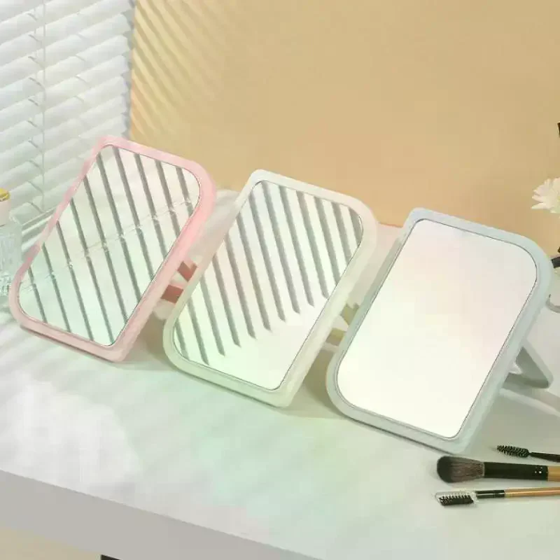 مرآة تزيين مربعة مع عدسة مكبرة عالية الوضوح قابلة للطي لسطح المكتب، مرآة مكياج محمولة متعددة الألوان #5