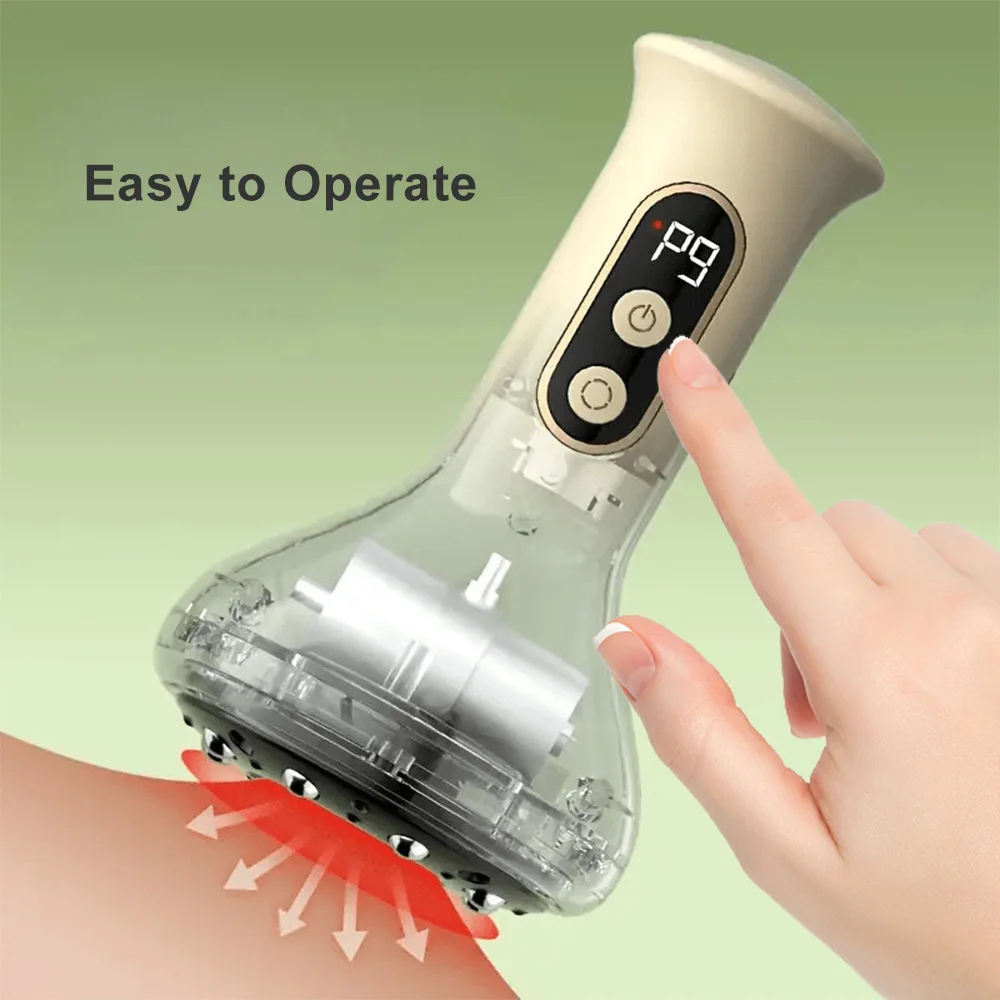 جهاز تدليك البطن القابل لإعادة الشحن عبر USB للضغط الساخن وقابل للتعديل لحجامة جواشا لتدليك الذراع والساق المحمول