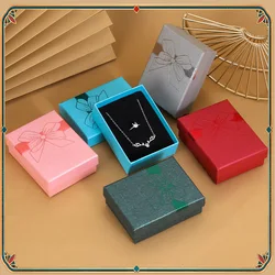 Caja de regalo de cartón para joyería, embalaje con esponja para anillos, collares, pulseras y pendientes