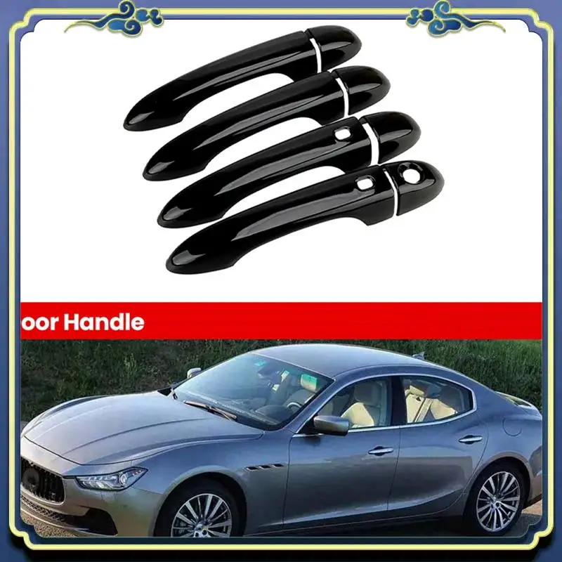 

AU16-1 Set Glossy Black Smart Door Handle Cover Trim Fit For Maserati Ghibli Sedan 2014-2023