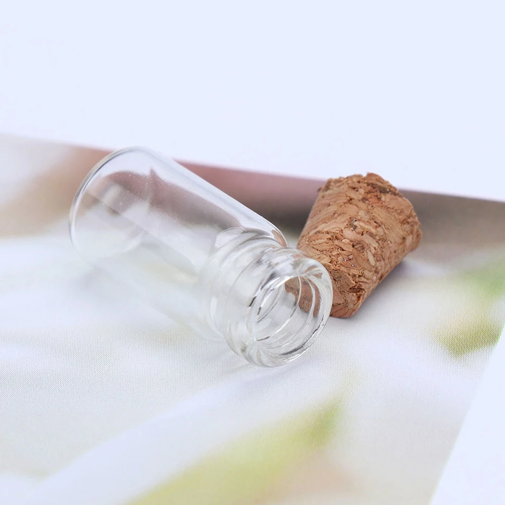 

50pcs Mini Glass Bottle with Wooden Cork for DIY Wishing Vials Decorative Tiny Clear Jar Fill Sand Gemstones Perfect Gift