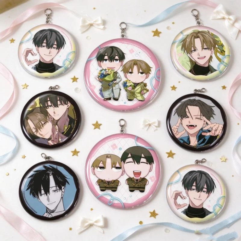 Anime The Loyal Dog-Like Subordinate and the Tsundere Second Lieutenant Cartoon Character 6CM Egil/Kuro Acrylic Pendant Keychain