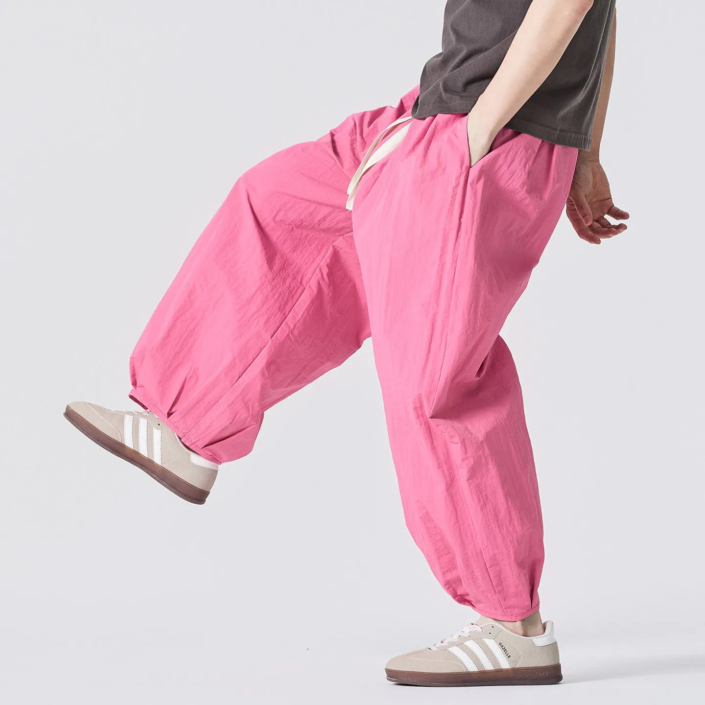 2026light Thin Summer Pants Men Oversize Women Streetwear Drawstring Y2K Cargo Pants Men Elastic Waist Baggy Wide Leg Sweatpants