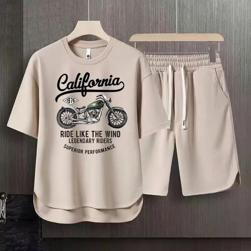 

Cross-Border New Men's Pineapple Plaid Round Neck Short-Sleeved Suit Casual Short-Sleeved Shorts Trendy Men's and Women's Suit