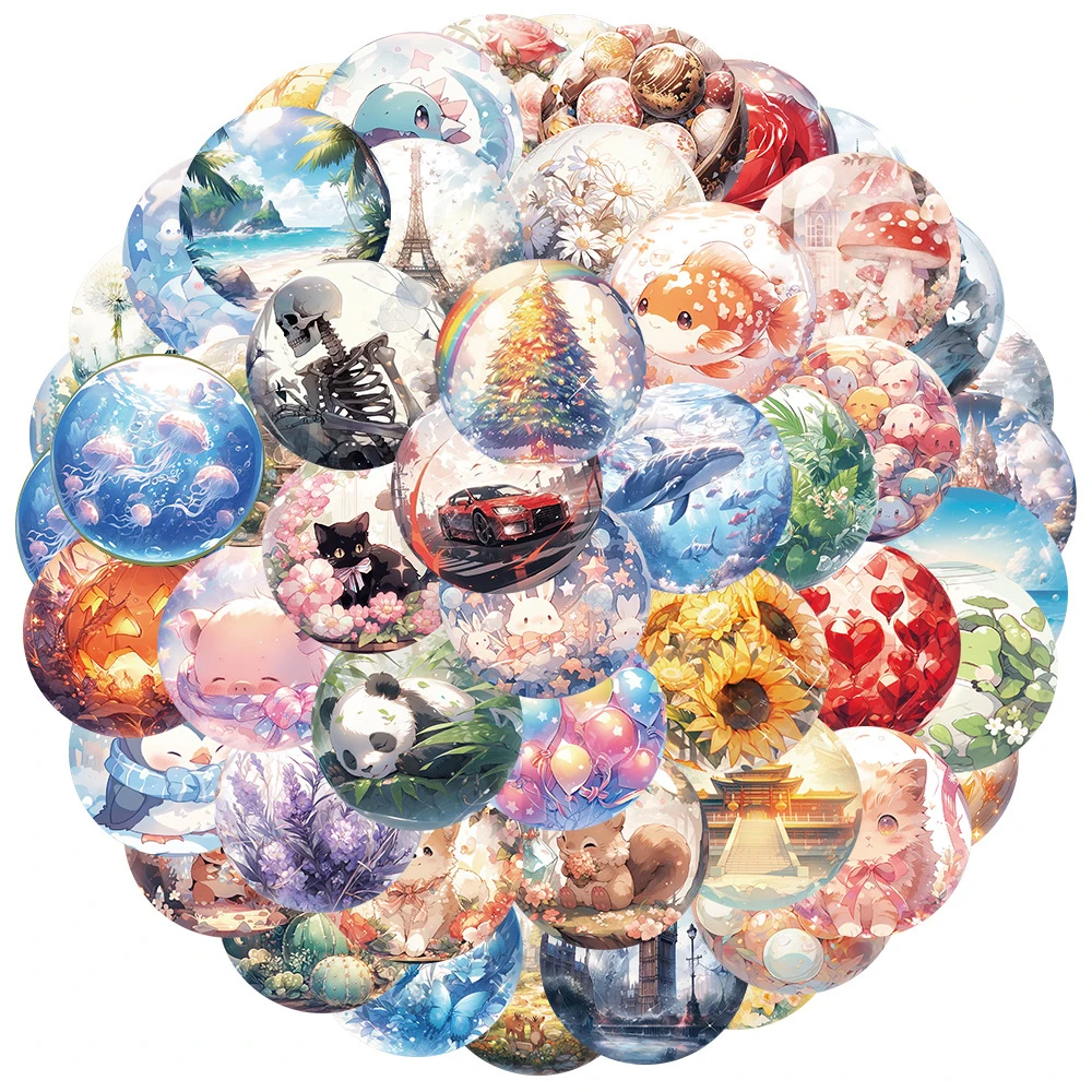 

10/30/50 шт. INS стиль хрустальный шар мир мультяшные наклейки эстетический багаж скейтборд милые крутые граффити наклейки для девочек