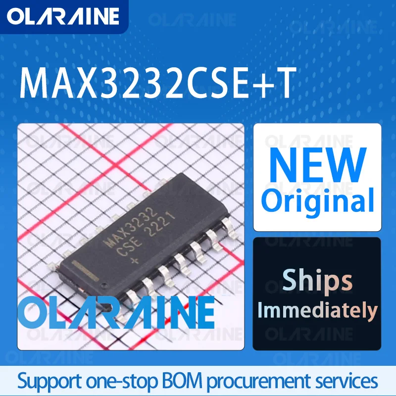 

5/10/100Pcs MAX3232CSE+T SOIC-16 original ic chip RS-232 interface integrated circuit The data rate is 235 kbit/s 2 Receiver5.5V