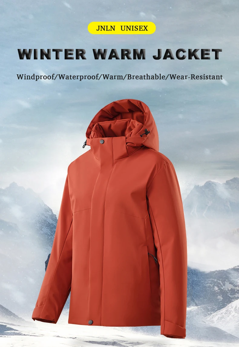 LNGXO Unisex Winter Warme Wasserdichte Jacke Wandern Klettern Trekking Skifahren Regenmantel Männer Frauen Winddichte Fleece Windjacke – Detail 2