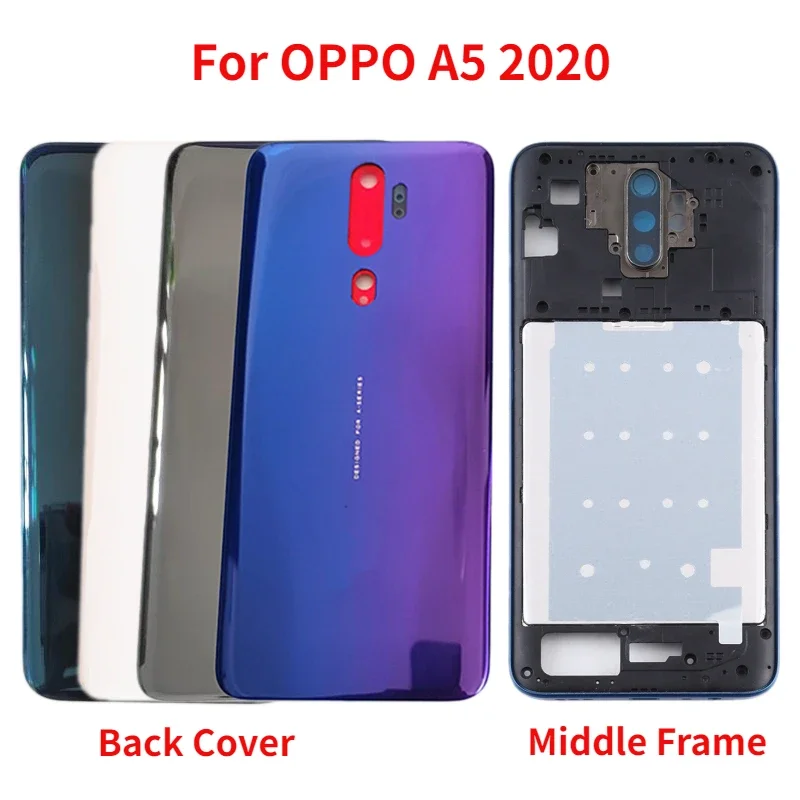 New Housing For Oppo A5 2020 CPH1931 1933 1935 1943 1959 Back Battery Cover Rear Door Case  Middle Frame with Camera lens