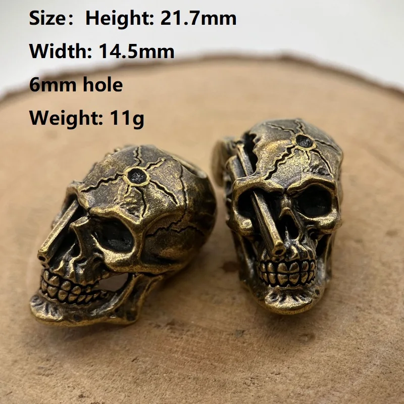 Revolver Skull Head Brass Paracord Beads Lanyard Pendants DIY EDC Outdoor Tool Umbrella Rope Woven Knife Charms Accessories
